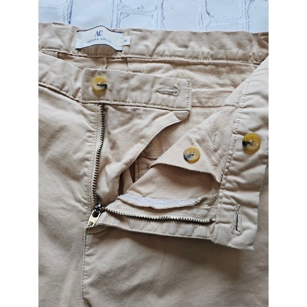 Arturo Calle Aiden Slim Fit Chino Pants Mens 32x32 Tan Khaki Cotton Trousers - Picture 8 of 14